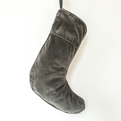 Velvet Christmas Stocking - Dark Grey