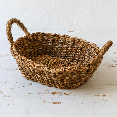 Oval Woven Bread Basket with Handles