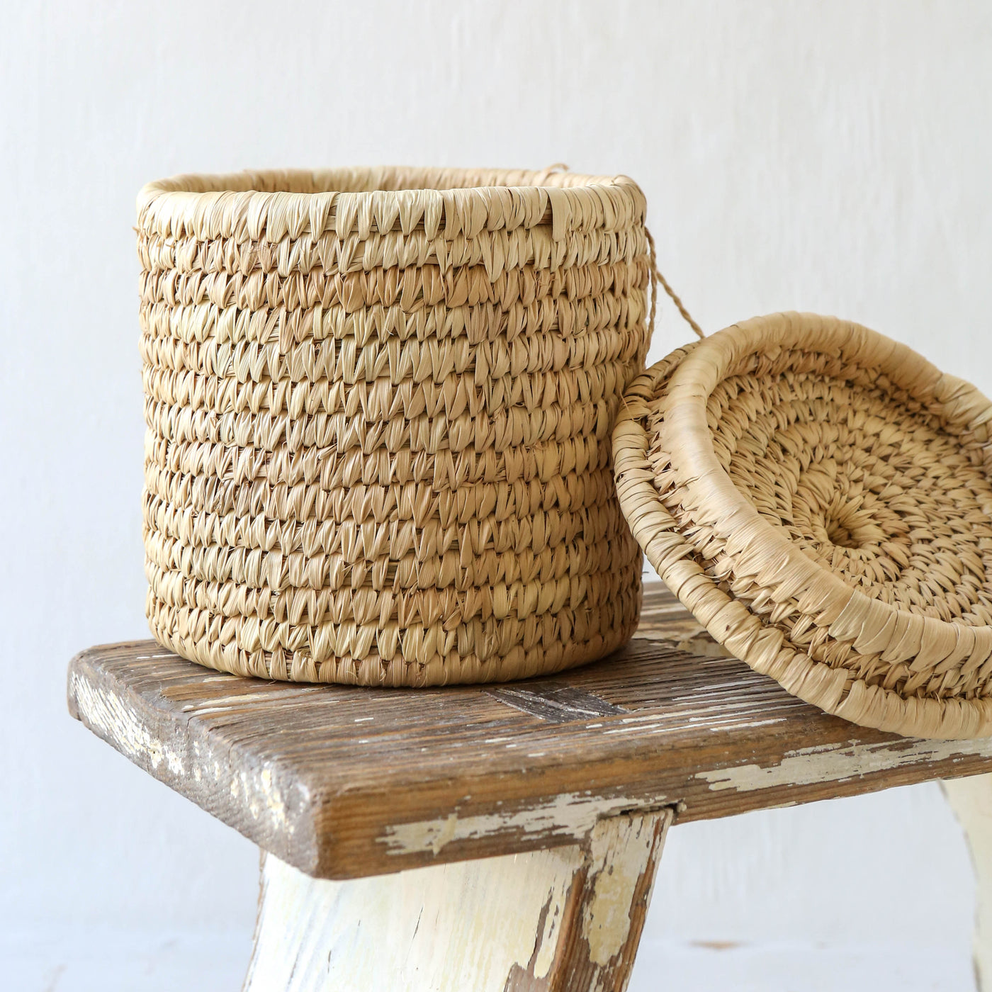 Palm Lidded Storage Basket - Small