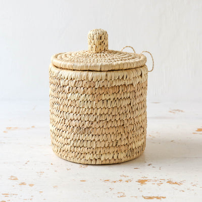 Palm Lidded Storage Basket - Small