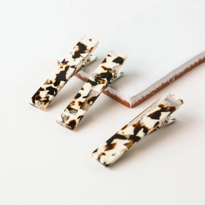 'Flora' Hair Clip Trio in Coco Cream