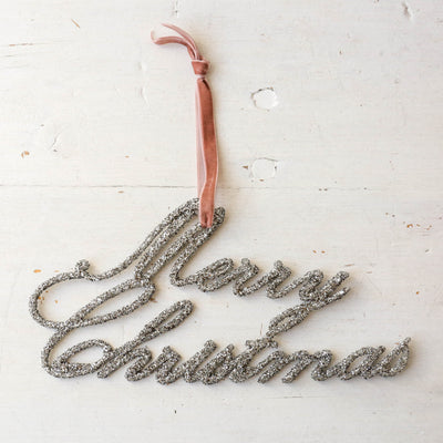 Silver Merry Christmas Hanging Ornament