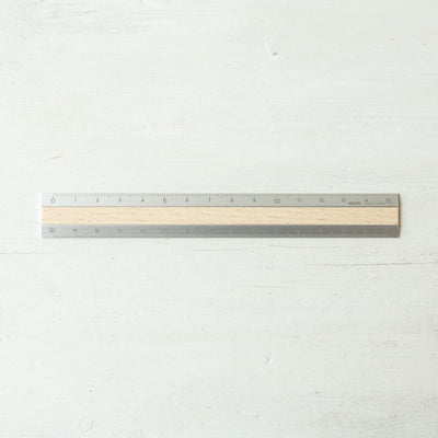 15cm Aluminium & Wood Ruler
