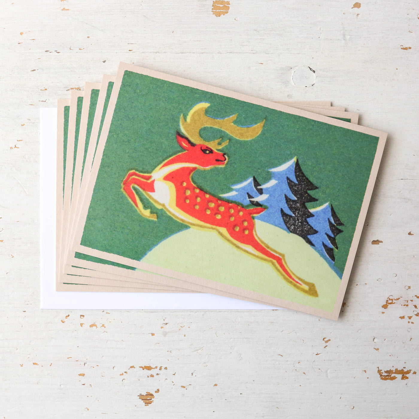 'Prancer' Christmas Vintage Matchbox Card Pack of 5