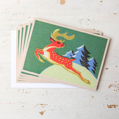 'Prancer' Christmas Vintage Matchbox Card Pack of 5