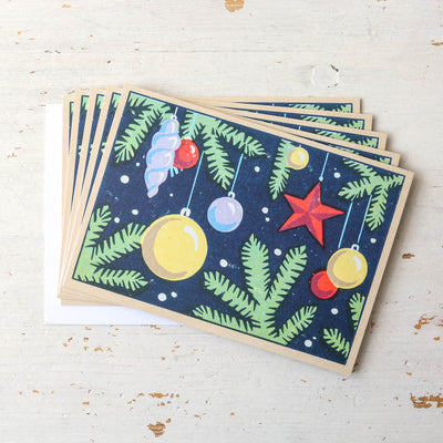 'Glorious Baubles' Vintage Matchbox Card Pack of 5