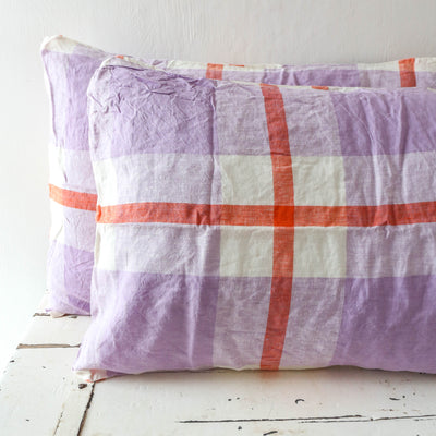 Pair of Linen Pillowcases - Thistle Check