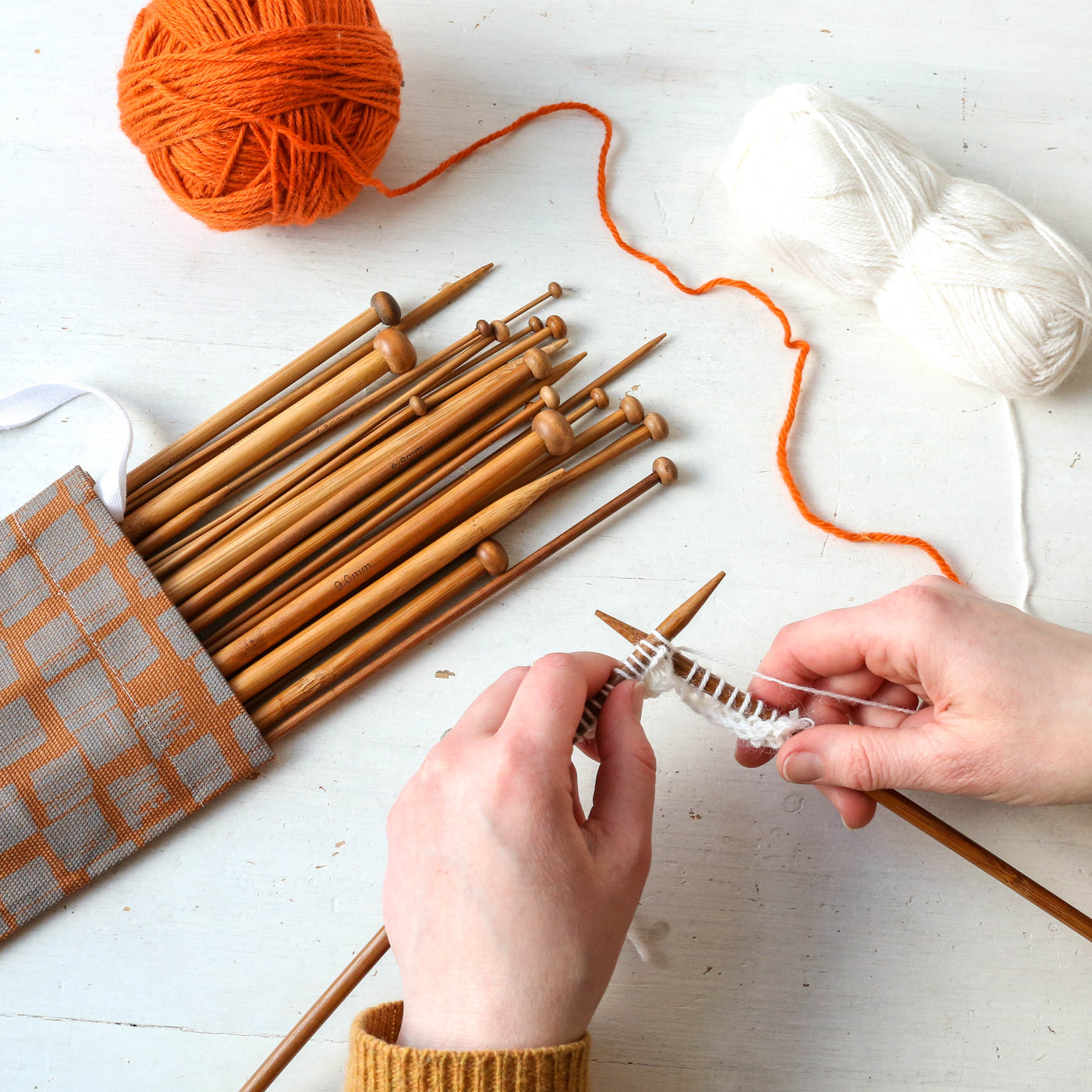 Full Set Of Long Bamboo Knitting Needles - 35cm