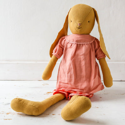 Dusty Yellow Bunny Toy with Blouse & Shorts - Size 5