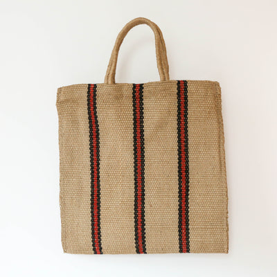 Stripey Jute Bag - Red & Black