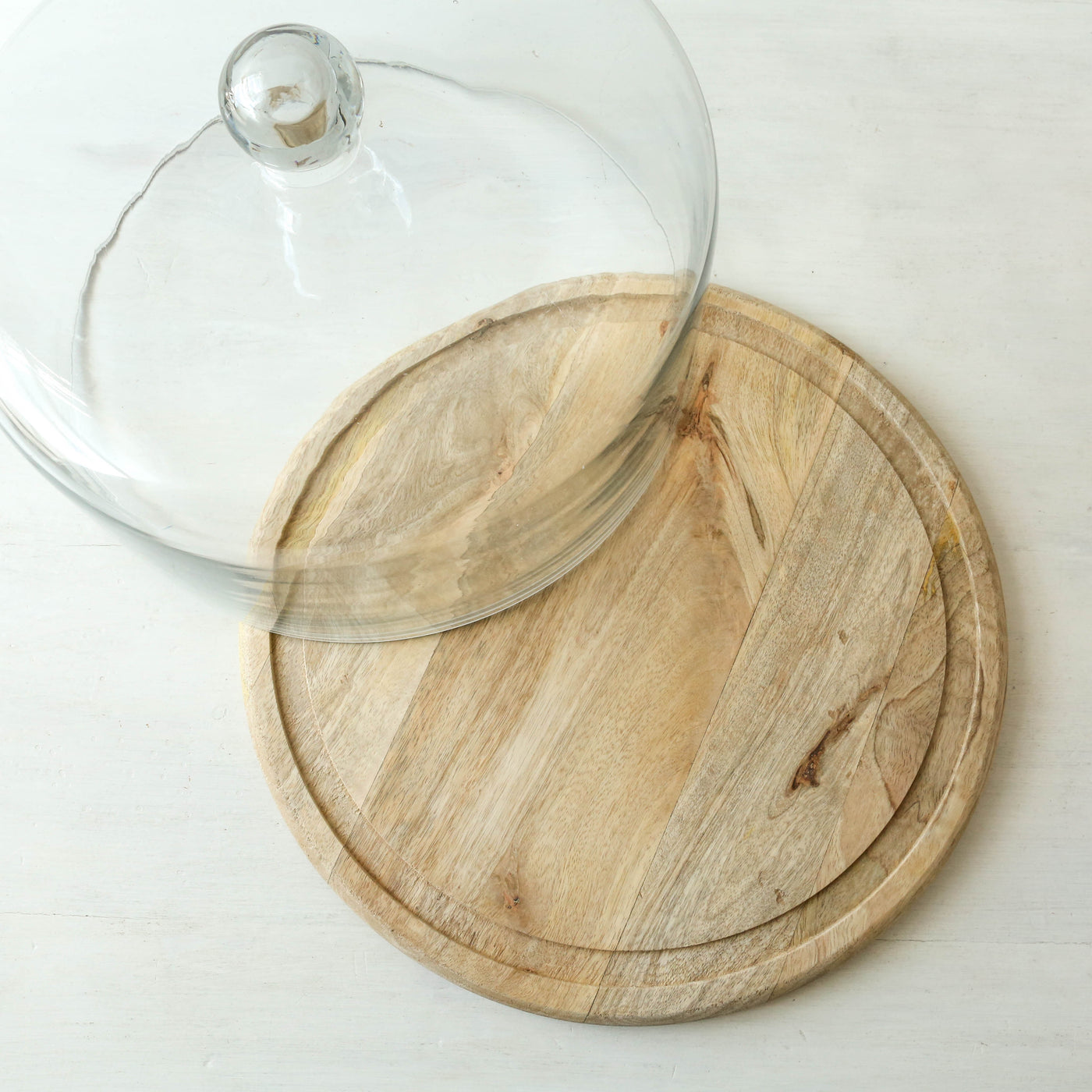 Mango Wood Board with Recycled Glass Dome