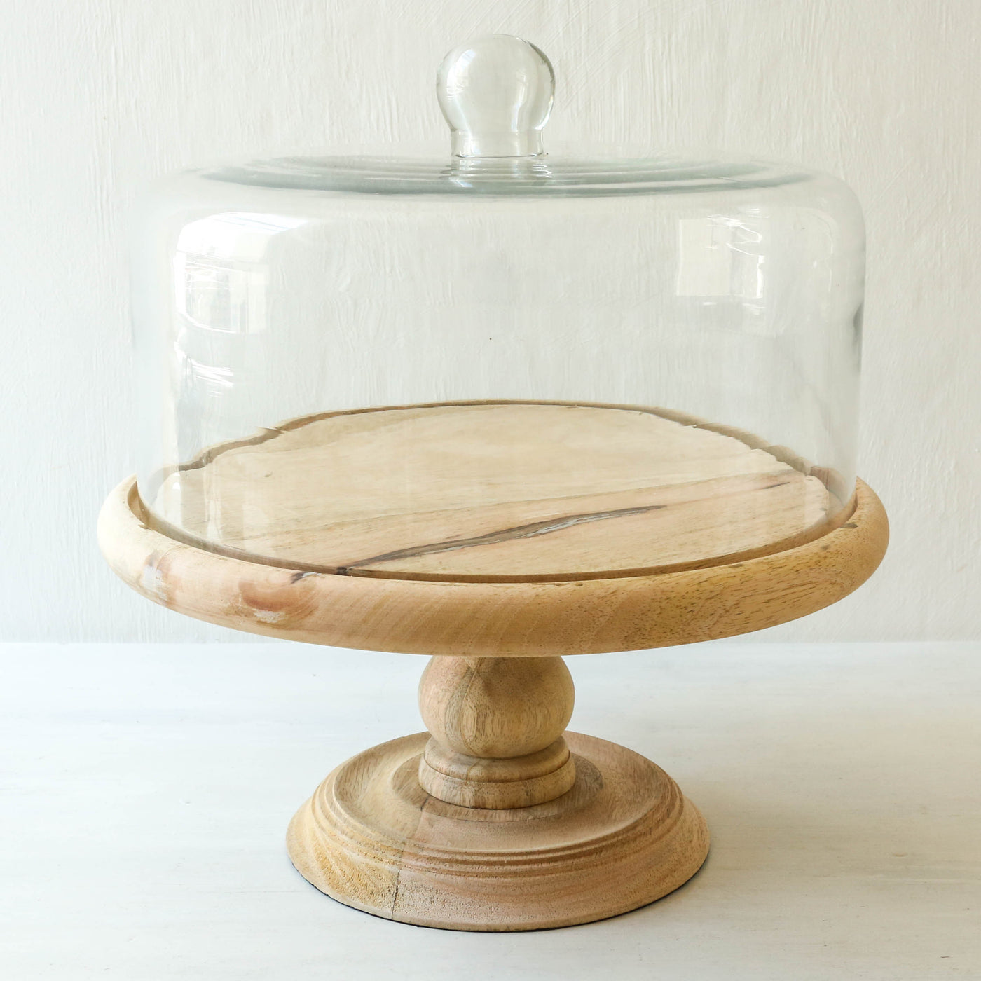 Mango Wood and Recycled Glass Cake Stand