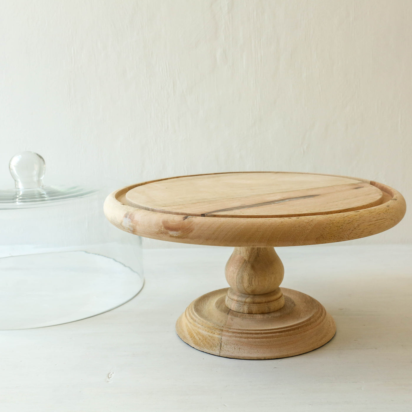 Mango Wood and Recycled Glass Cake Stand