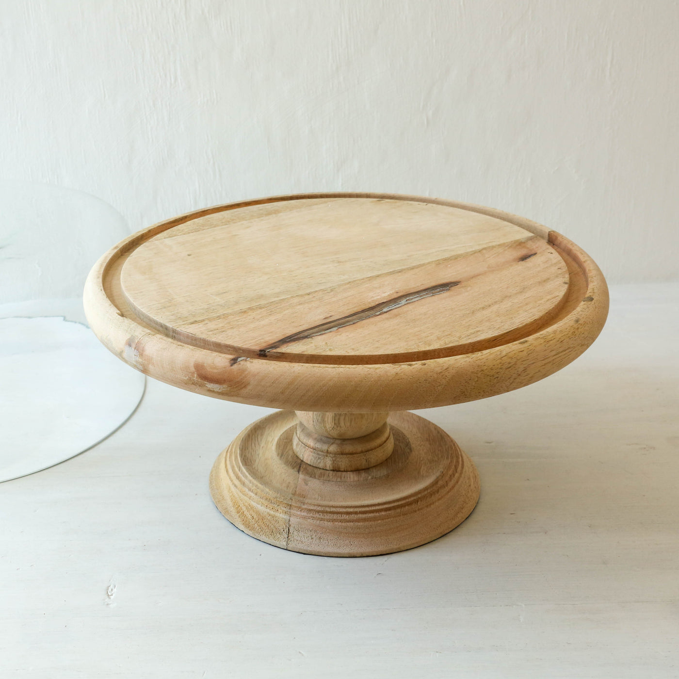 Mango Wood and Recycled Glass Cake Stand