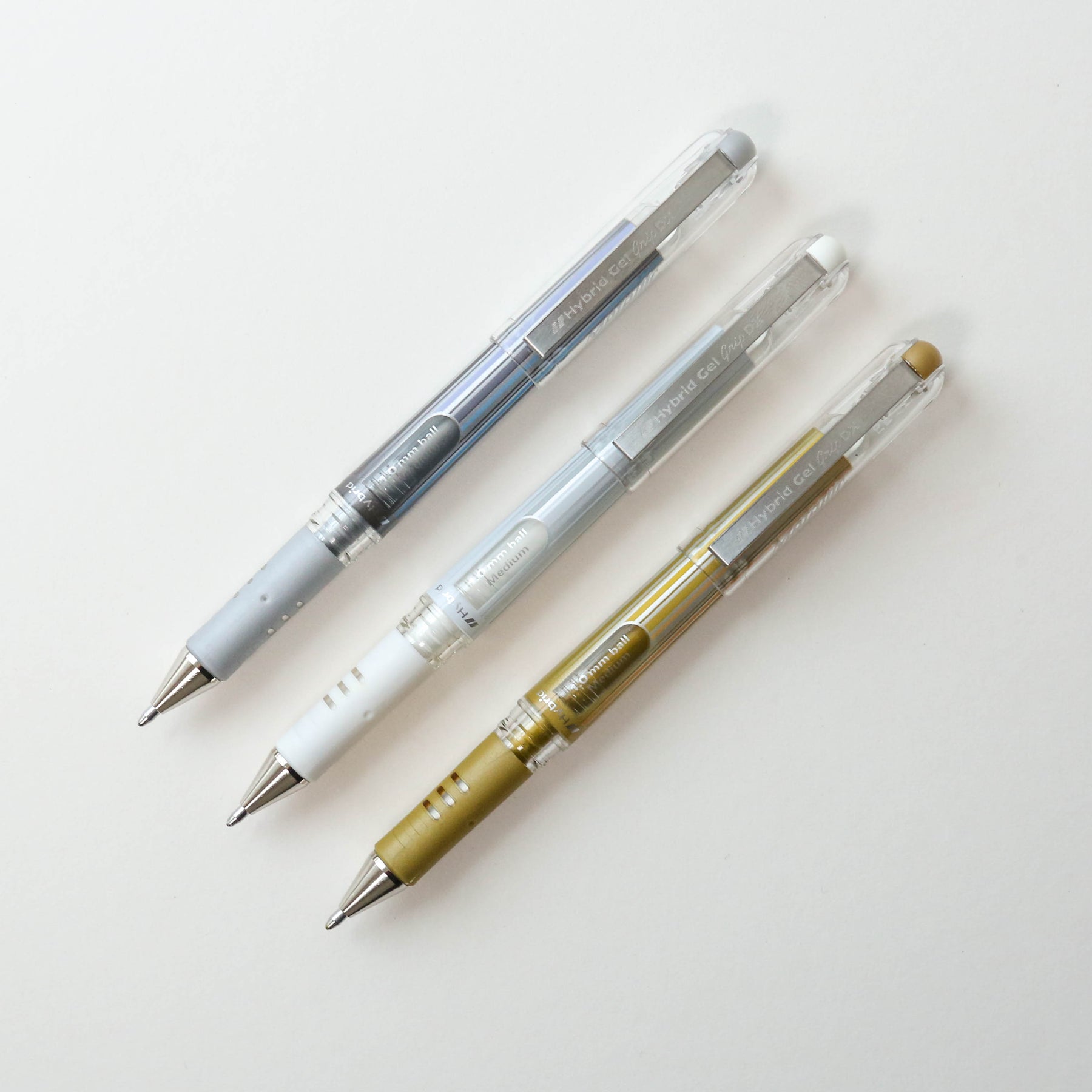 Pentel Hybrid Gel Grip DX 1.0mm Gel Roller Pen, Metallic Silver Ink