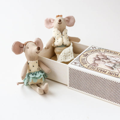 Royal Twins Little Sister & Brother Mice in Matchbox