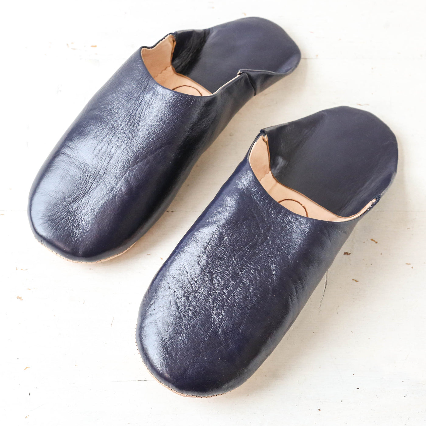 Men's Moroccan Leather Babouche Slippers - Indigo