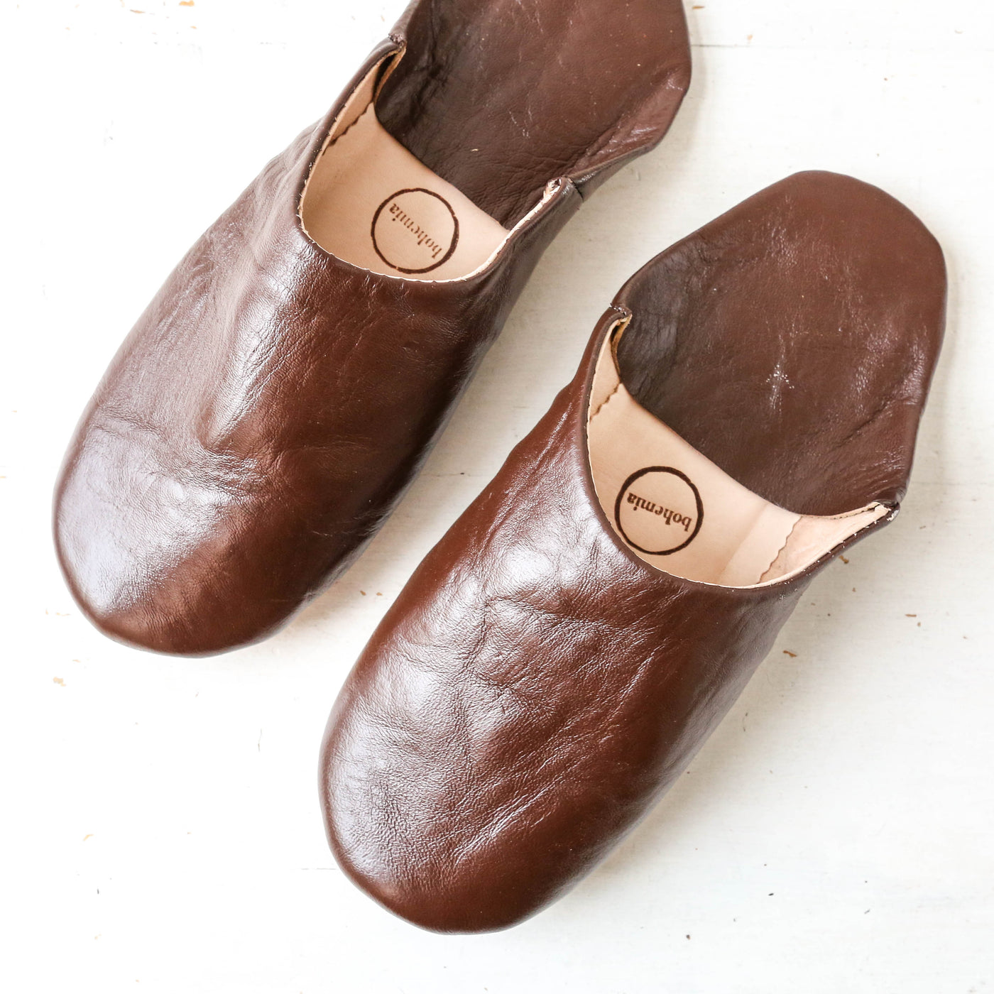 Men's Moroccan Leather Babouche Slippers - Chocolate