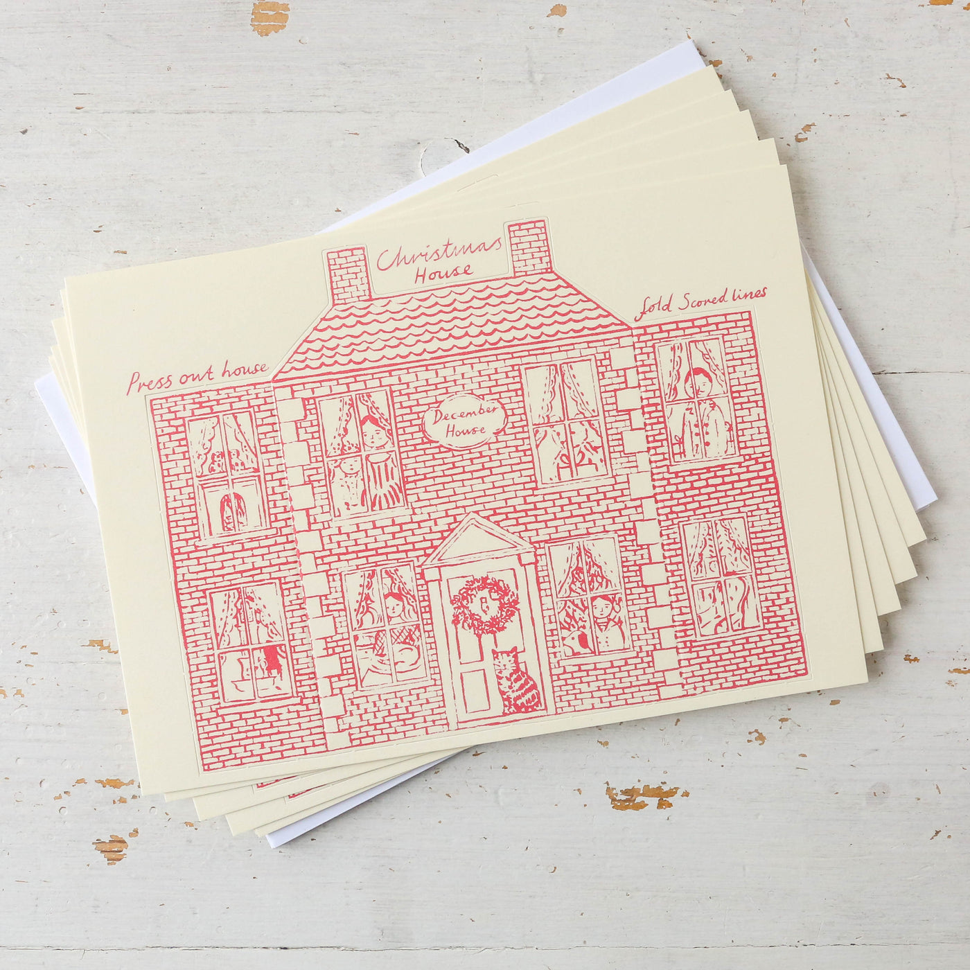 'Heritage Christmas House' Stand up Christmas Card Pack of 8