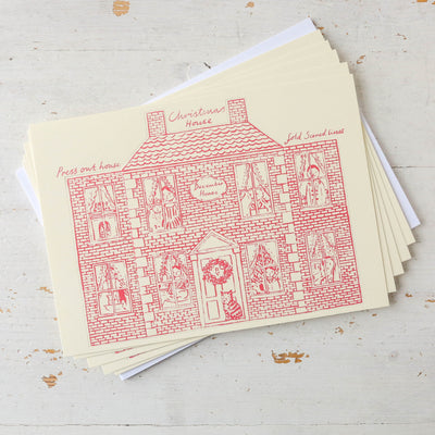 'Heritage Christmas House' Stand up Christmas Card Pack of 8
