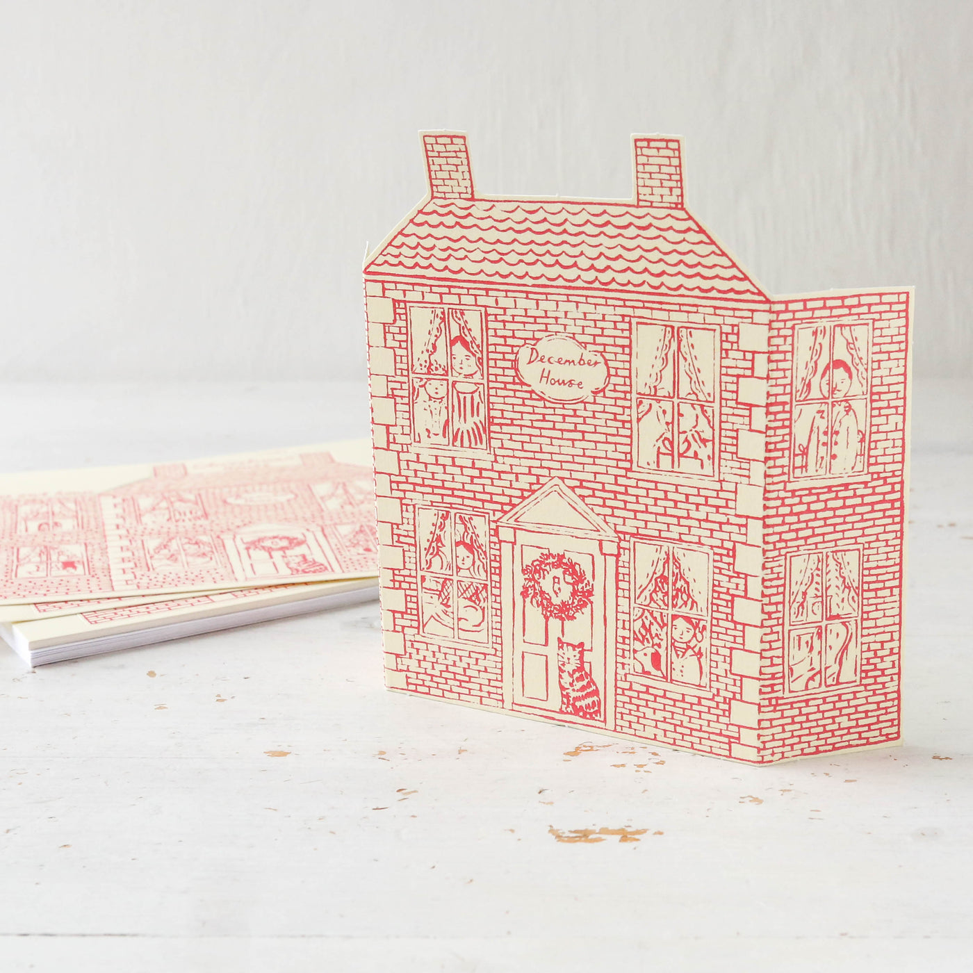 'Heritage Christmas House' Stand up Christmas Card Pack of 8
