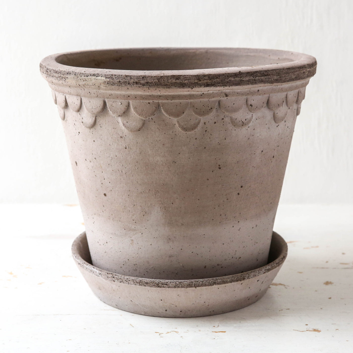 21cm Københavner Plant Pot & Saucer - Grey