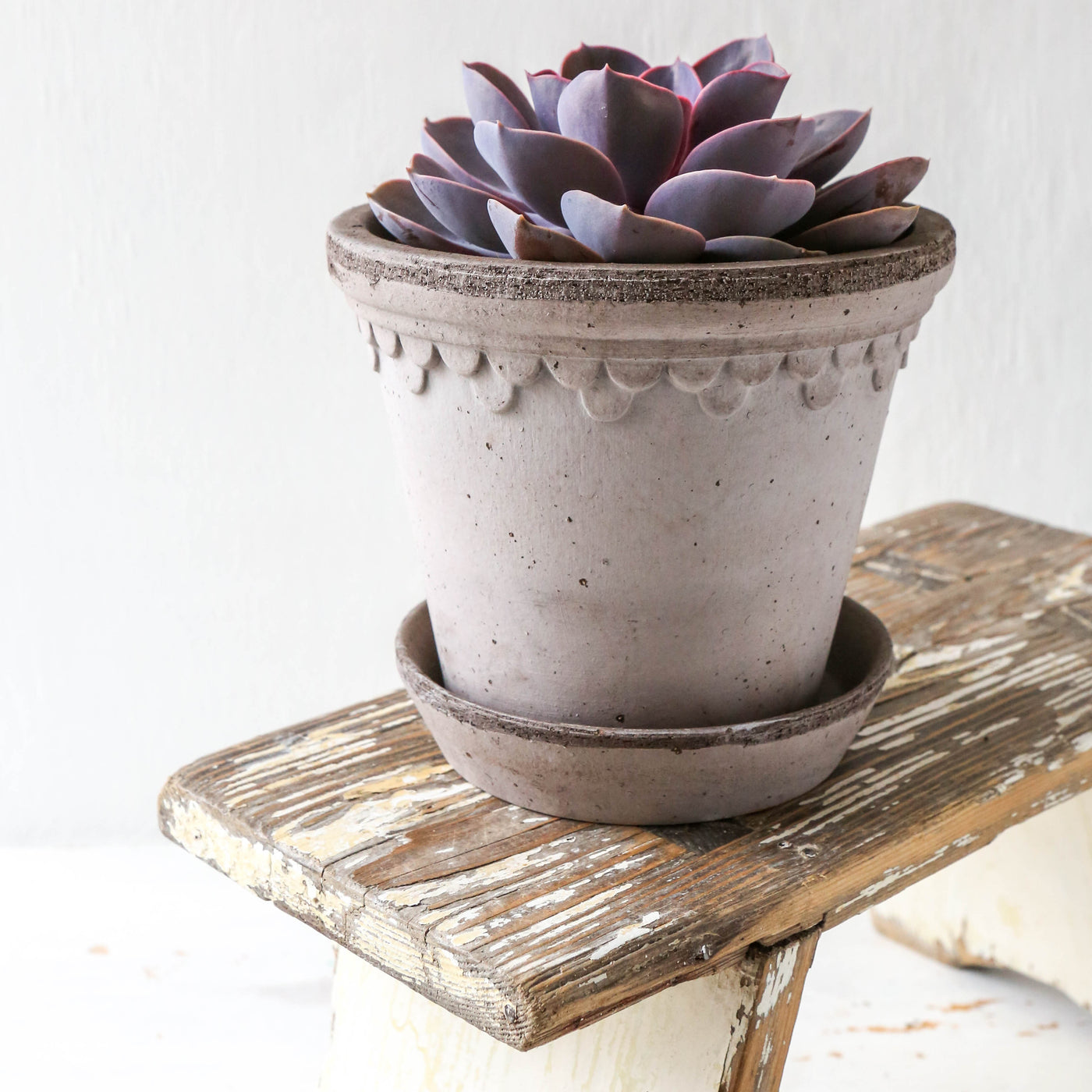 14cm Københavner Plant Pot & Saucer - Grey