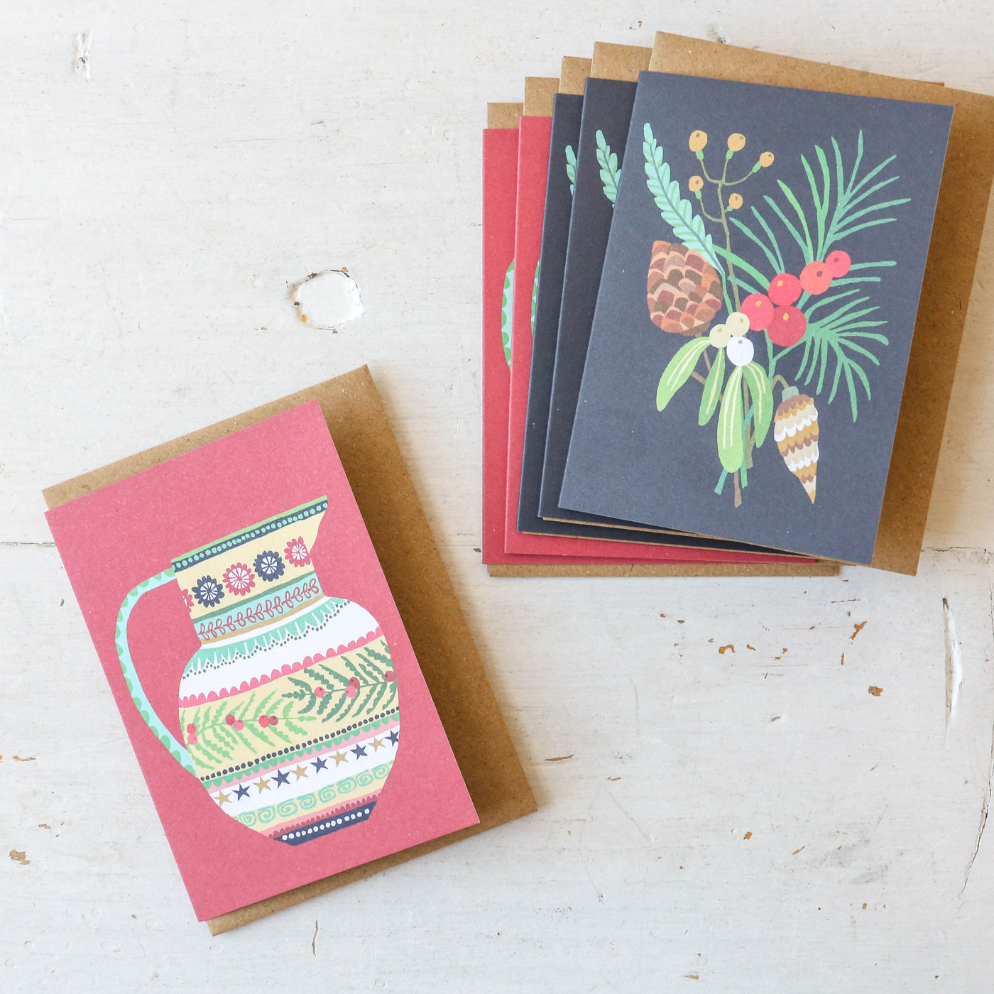 Christmas Jug & Winter Bunch Mini Card Pack of 6 by Brie Harrison