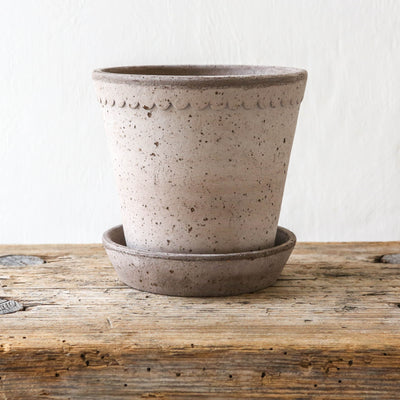 14cm Helena Plant Pot & Saucer - Grey