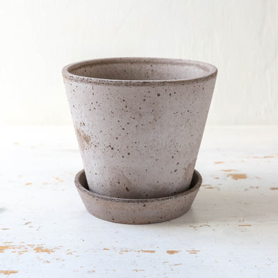 14cm Julie Plant Pot & Saucer - Grey