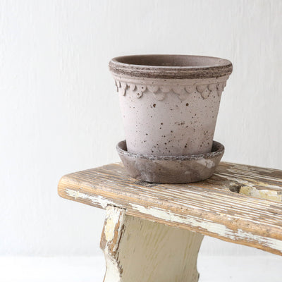 10cm Københavner Plant Pot & Saucer - Grey