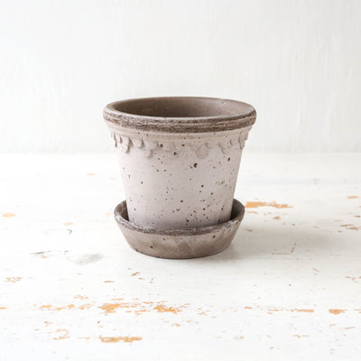 10cm Københavner Plant Pot & Saucer - Grey