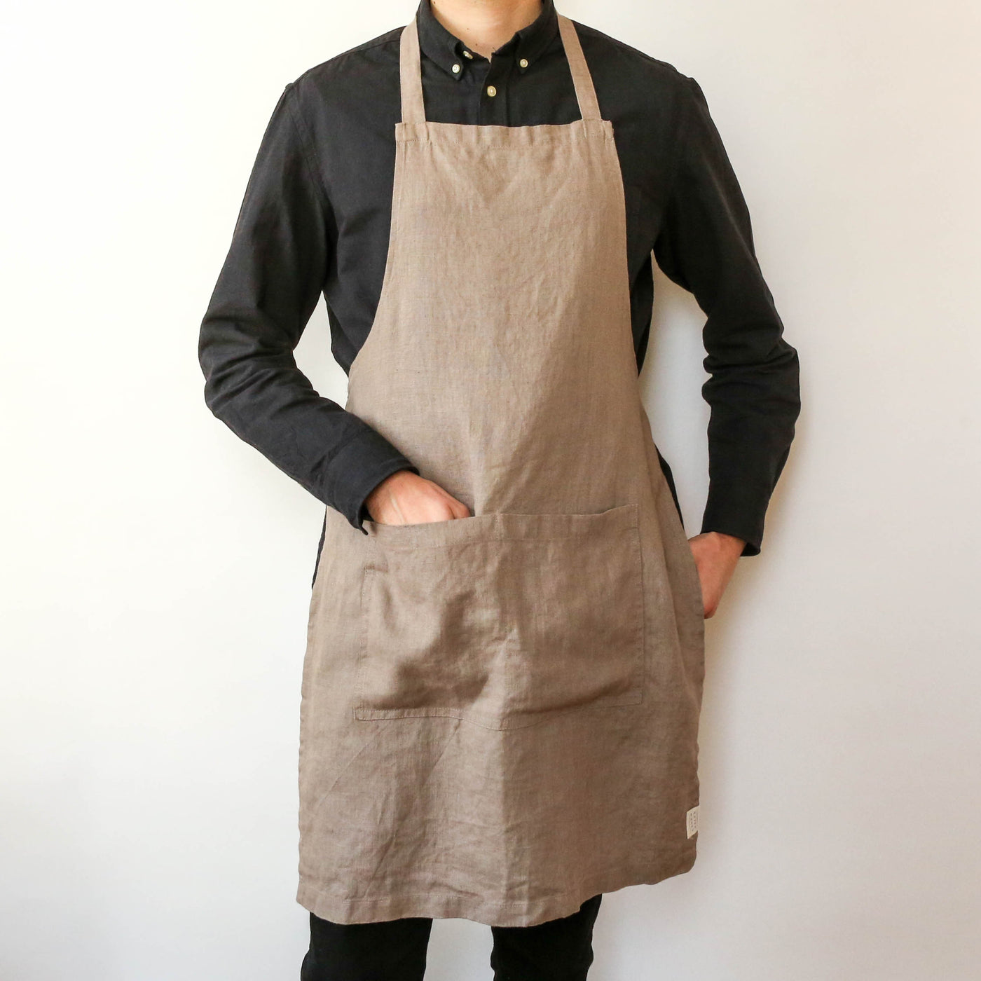 Washed Linen Classic Apron - Taupe