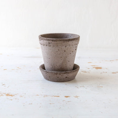 8.5cm Helena Plant Pot & Saucer - Grey