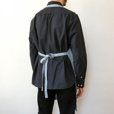Washed Linen Classic Apron - Blue Fog