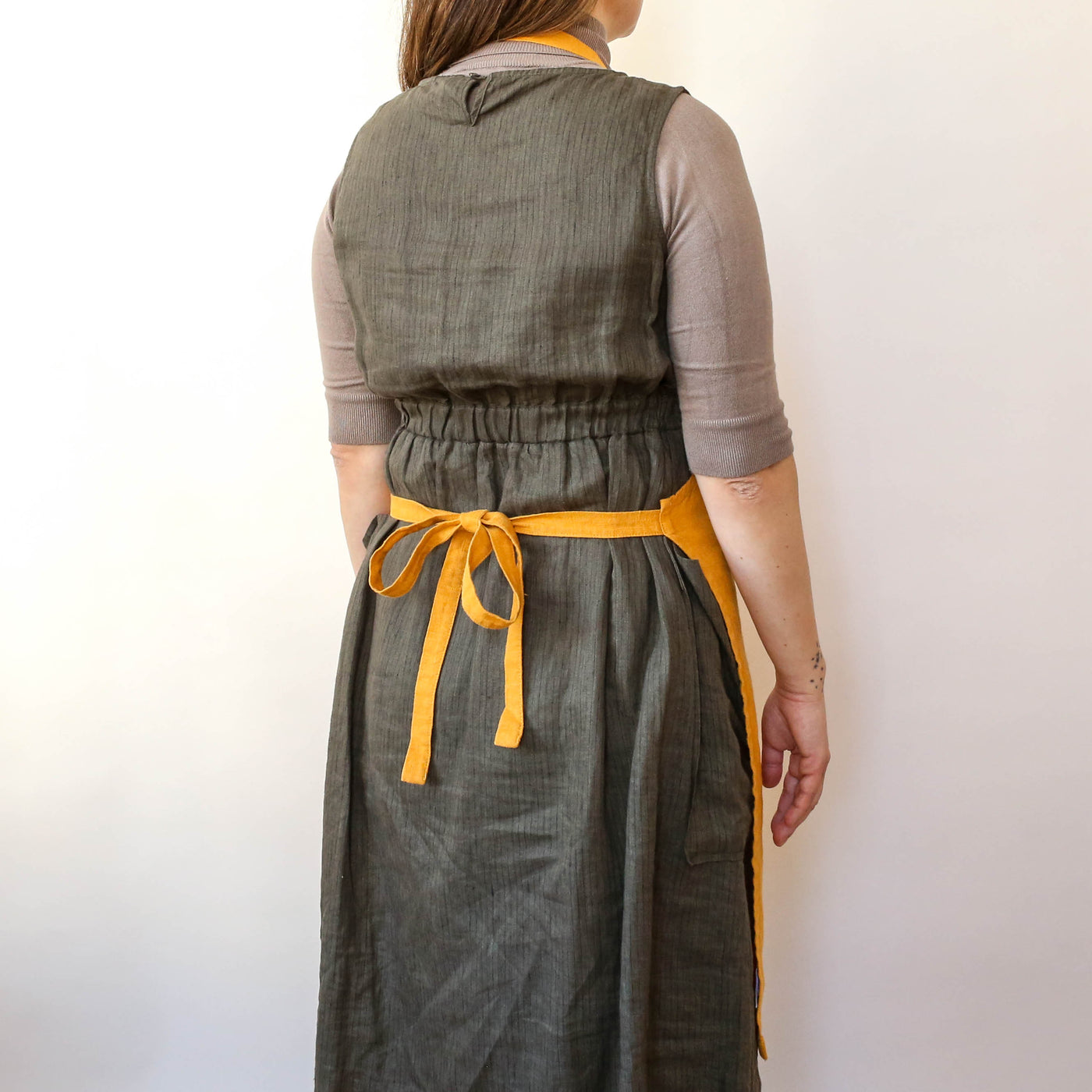 Washed Linen Classic Apron - Mustard
