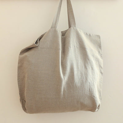 Washed Linen Shoulder Bag - Natural