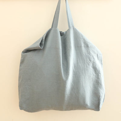 Washed Linen Shoulder Bag - Blue Fog