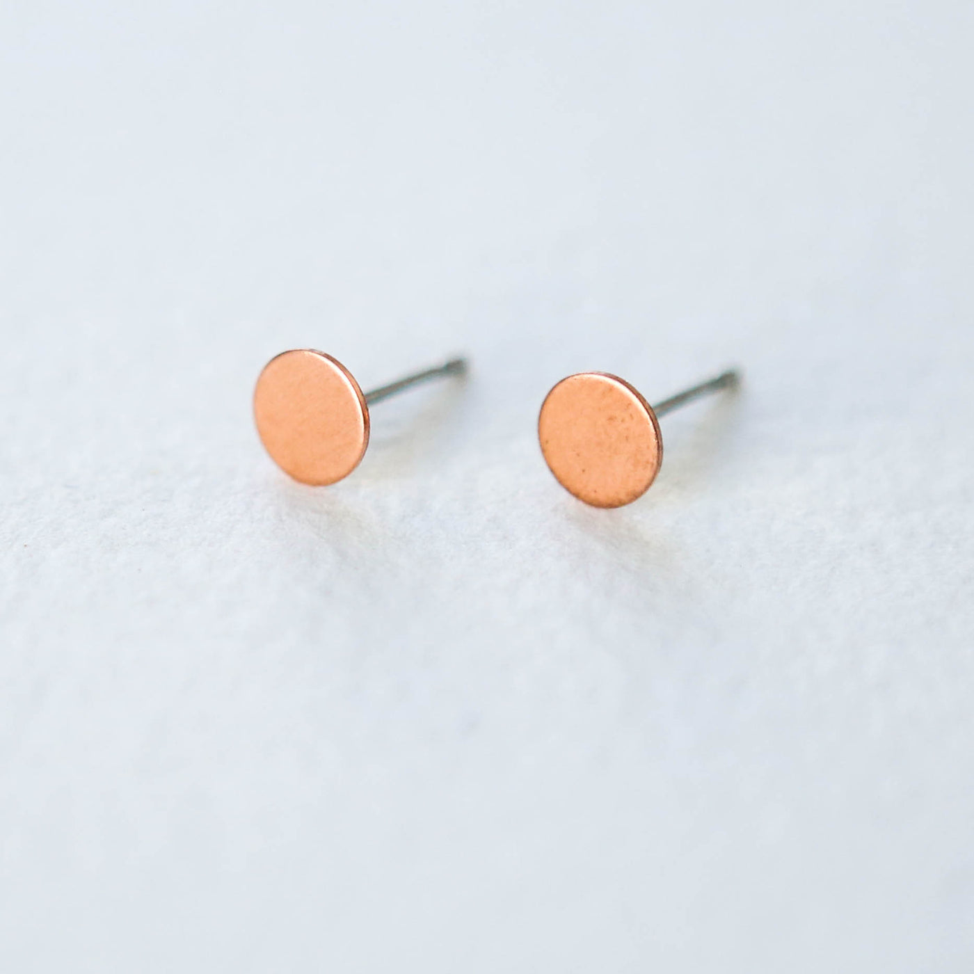 Circle Stud Earrings - Copper