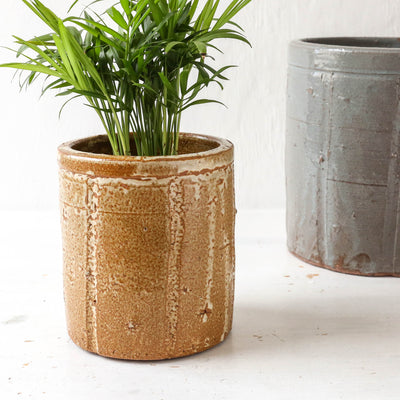 Julian Glazed Planter - Small Beige