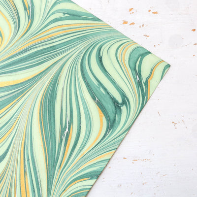 Hand Marbled Wrap - Fountain Waves Conifer