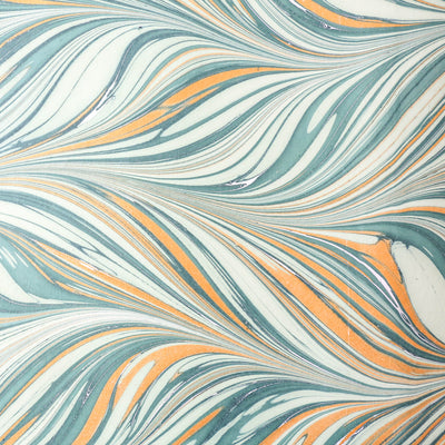 Hand Marbled Wrap - Fountain Waves Conifer