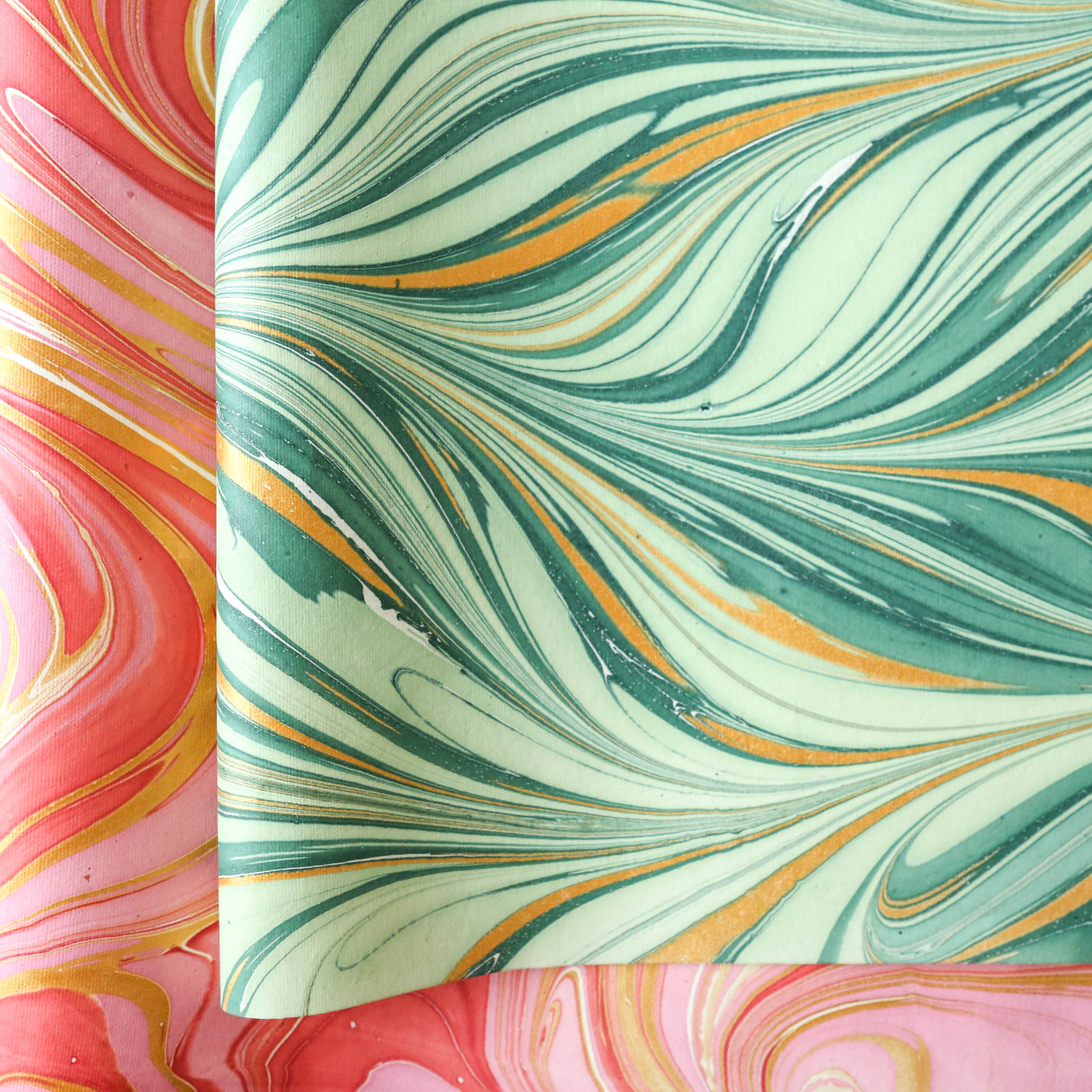 Hand Marbled Wrap - Fountain Waves Conifer