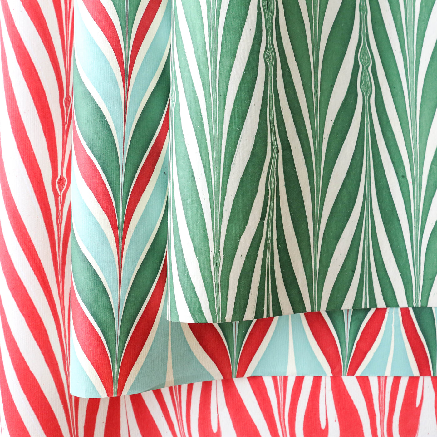 Hand Marbled Wrap - Candy Stripes Green