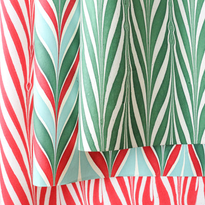 Hand Marbled Wrap - Candy Stripes Red