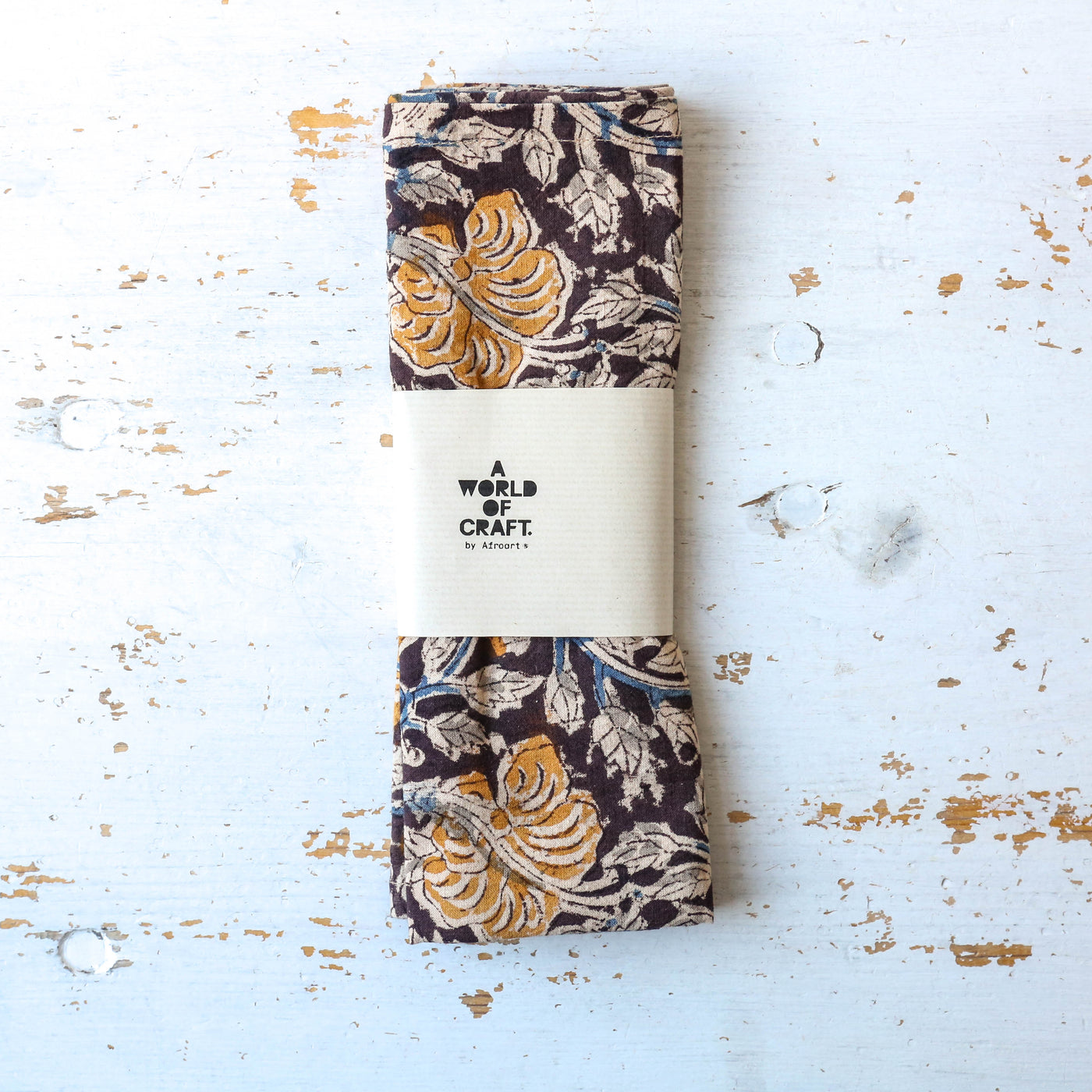 Cotton Napkin Pair - Yellow Poppy & Black