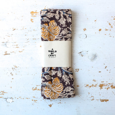 Cotton Napkin Pair - Yellow Poppy & Black