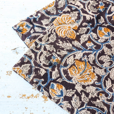 Cotton Napkin Pair - Yellow Poppy & Black