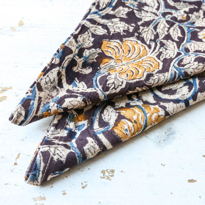 Cotton Napkin Pair - Yellow Poppy & Black