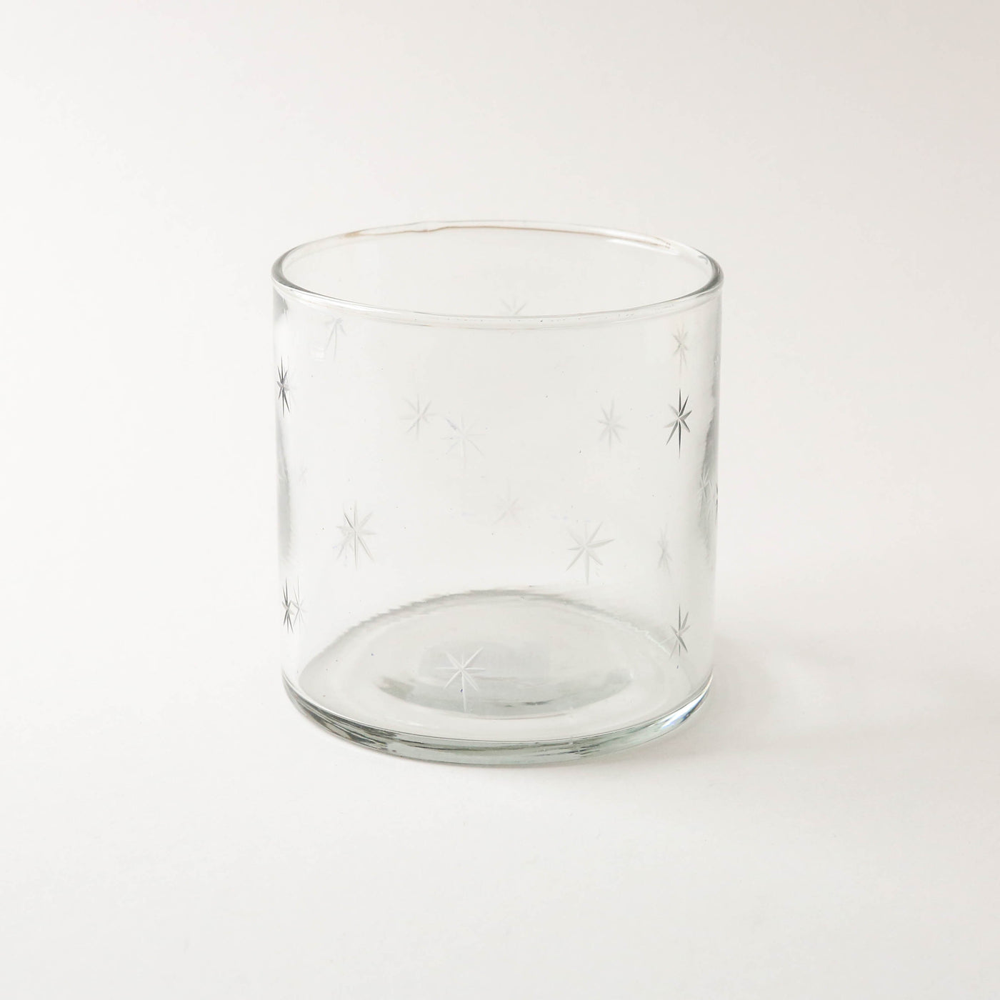 Etched Star Glass Hurricane Candle Holder